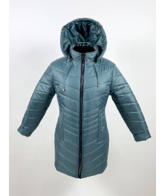 Przód dłuższej damskiej kurtki zimowej w kolorze miętowym, model Natalia, rozmiary 42–52