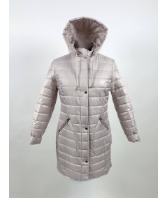 Ela Kurtka Zimowa Damska Piaskowa Długa