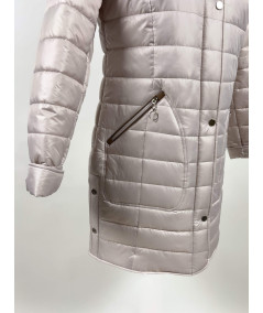 Ela Kurtka Zimowa Damska Piaskowa Długa