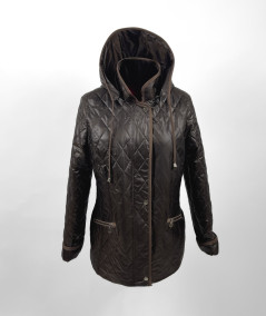 Czekoladowa kurtka damska przejściowa ze stójką marki Isabel - zdjęcie produktowe przód