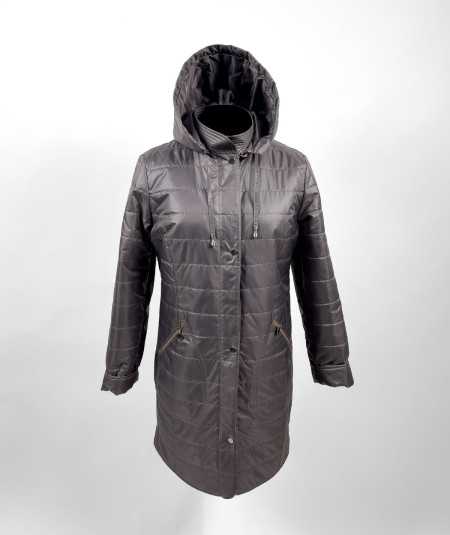 Pikowana kurtka przejściowa damska Isabell model Ela fango - stylizacja na modelce plus size