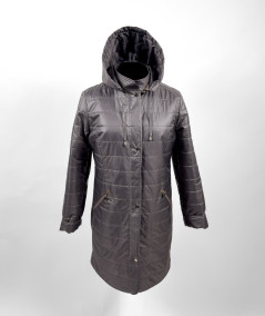 Damska długa kurtka przejściowa fango z kapturem marki Isabell model Ela - zdjęcie produktowe przód