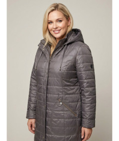 Pikowana kurtka przejściowa damska Isabell model Ela fango - stylizacja na modelce plus size