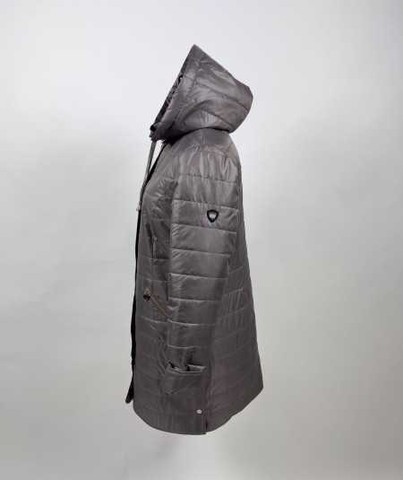 Pikowana kurtka przejściowa damska Isabell model Ela fango - stylizacja na modelce plus size