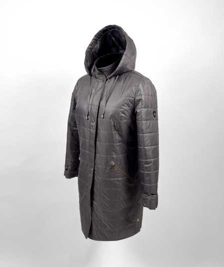 Pikowana kurtka przejściowa damska Isabell model Ela fango - stylizacja na modelce plus size