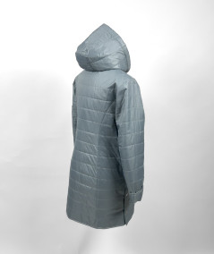 Tył damskiej kurtki Isabell Ela miętowej - poziome pikowanie i głęboki kaptur chroniący przed wiatrem