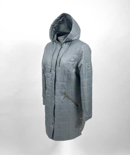 Miętowa kurtka przejściowa damska Isabell Ela - pikowany płaszczyk na modelce plus size