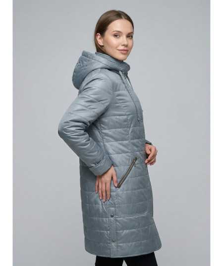 Miętowa kurtka przejściowa damska Isabell Ela - pikowany płaszczyk na modelce plus size