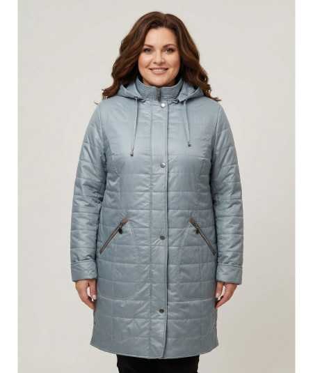 Miętowa kurtka przejściowa damska Isabell Ela - pikowany płaszczyk na modelce plus size