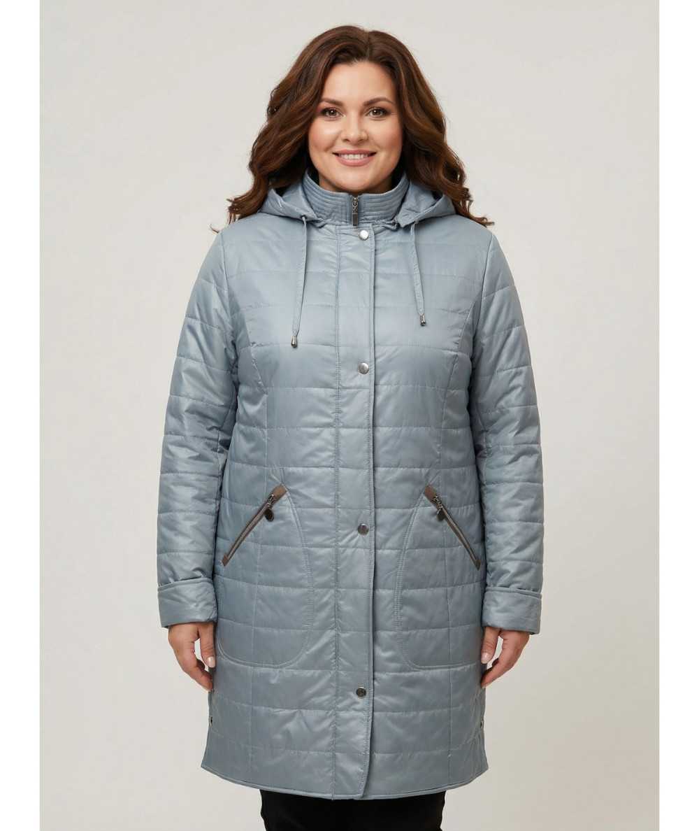 Miętowa kurtka przejściowa damska Isabell Ela - pikowany płaszczyk na modelce plus size