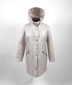 Damska beżowa kurtka przejściowa z kapturem Isabell model Ela - zdjęcie produktowe przód