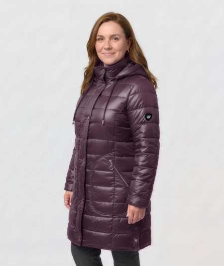 Ela Kurtka Zimowa Damska Bordowa Długa